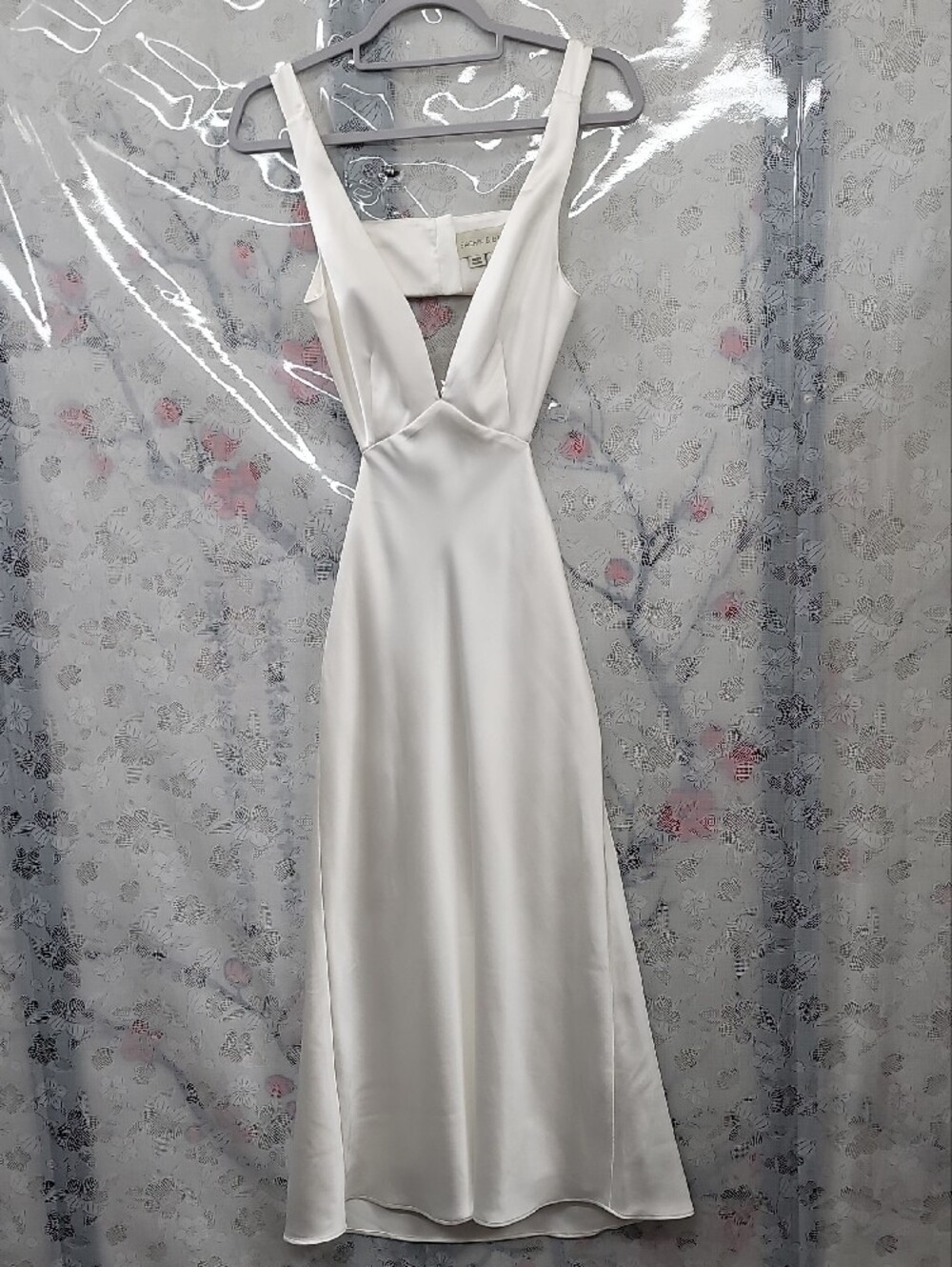 Sachin & Babi NWT Sierra V-Neck Cutout Satin Midi Dress Size 2 Ivory White - Picture 4 of 12
